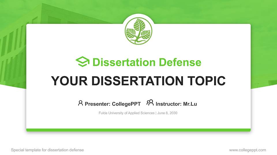 Fulda University of Applied Sciences Graduation Thesis Defense PPT Template16:9 ratio PPT effect preview image