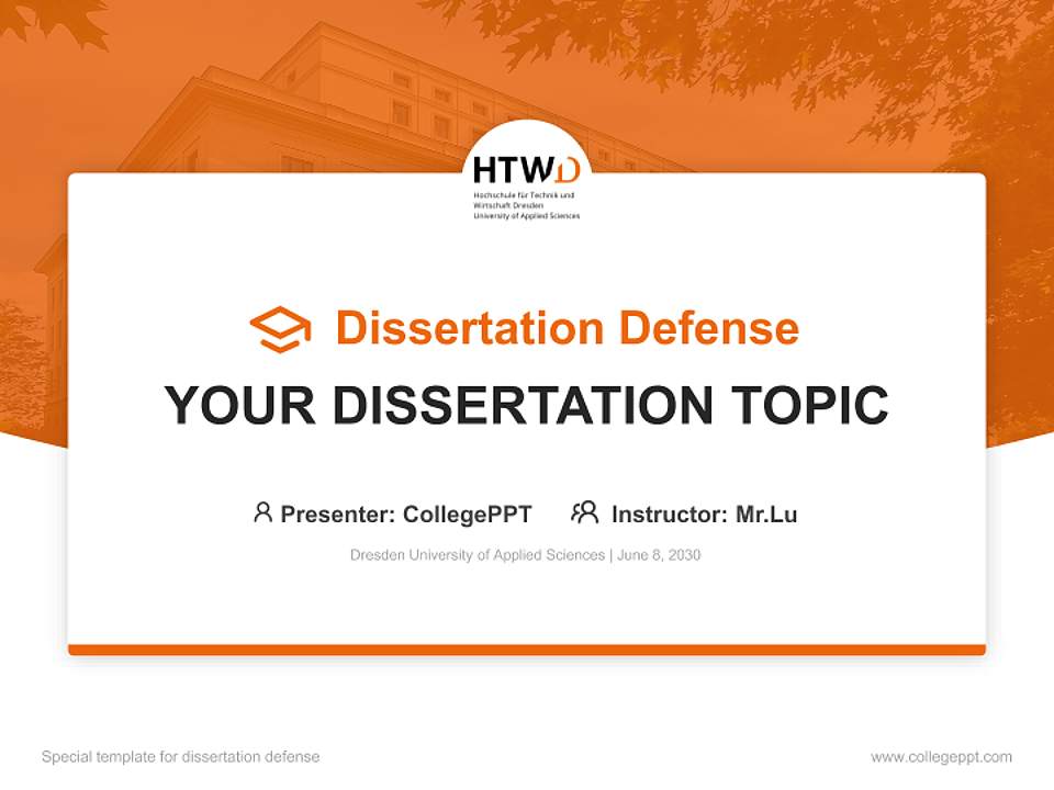 Dresden University of Applied Sciences Graduation Thesis Defense PPT Template4:3 ratio PPT effect preview image7