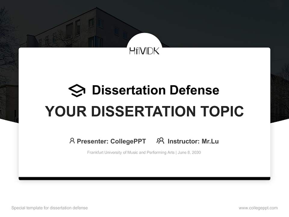 Frankfurt University of Music and Performing Arts Graduation Thesis Defense PPT Template4:3 ratio PPT effect preview image7