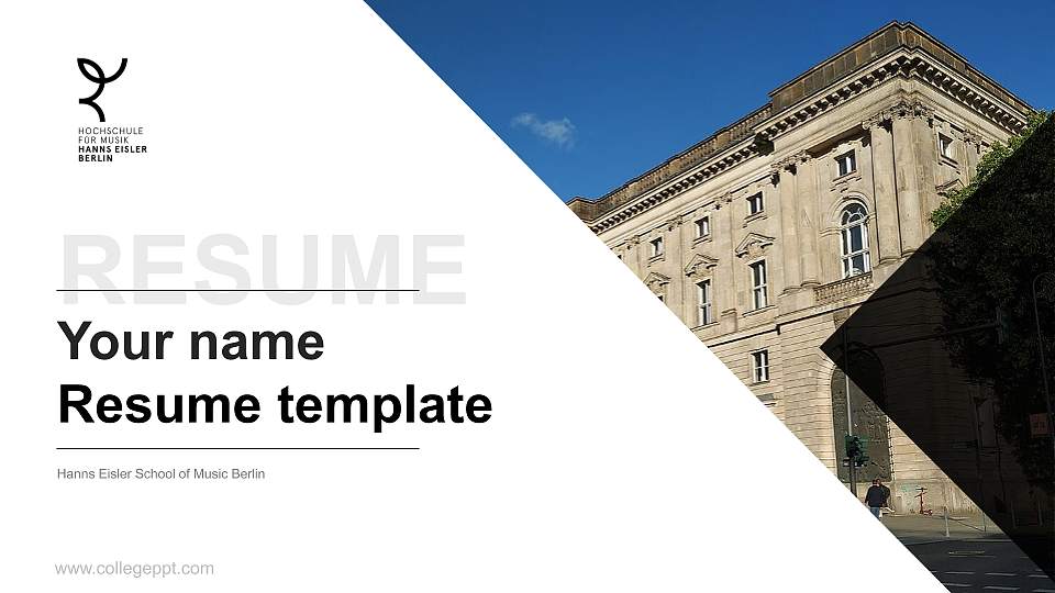 Hanns Eisler School of Music Berlin Resume PPT Template16:9 ratio PPT effect preview image