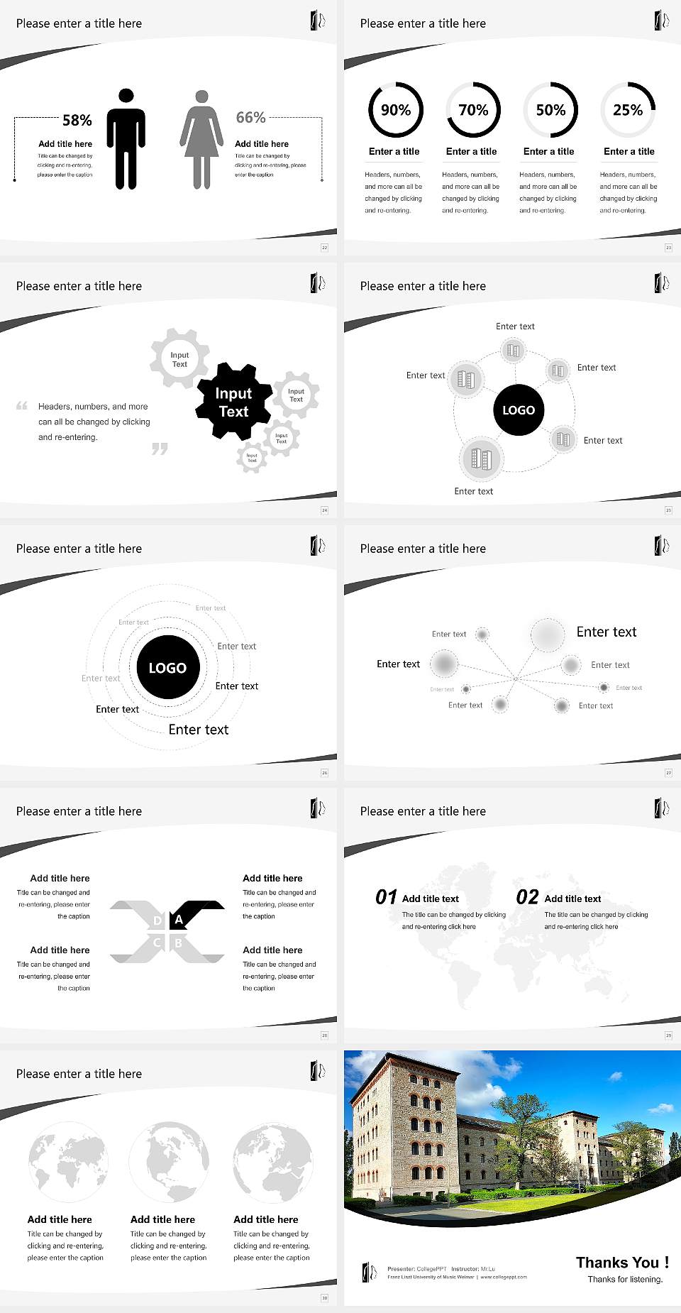 Franz Liszt University of Music Weimar Course/Courseware Creation PPT Template4:3 ratio PPT effect preview image4