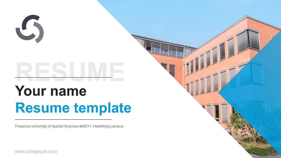 Fresenius University of Applied Sciences – Heidelberg campus Resume PPT Template16:9 ratio PPT effect preview image