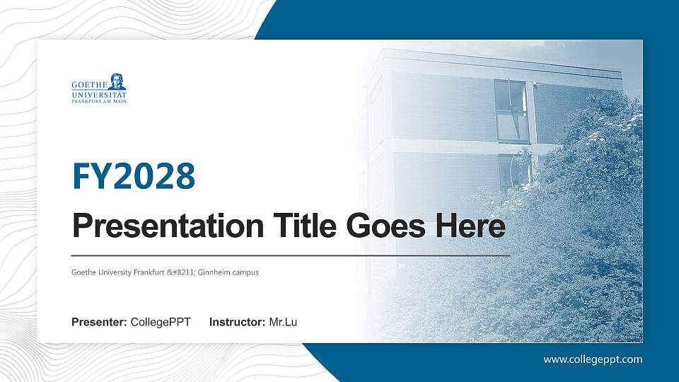 Goethe University Frankfurt – Ginnheim campus Academic Presentation/Research Findings Report PPT Template16:9 ratio PPT effect preview image1
