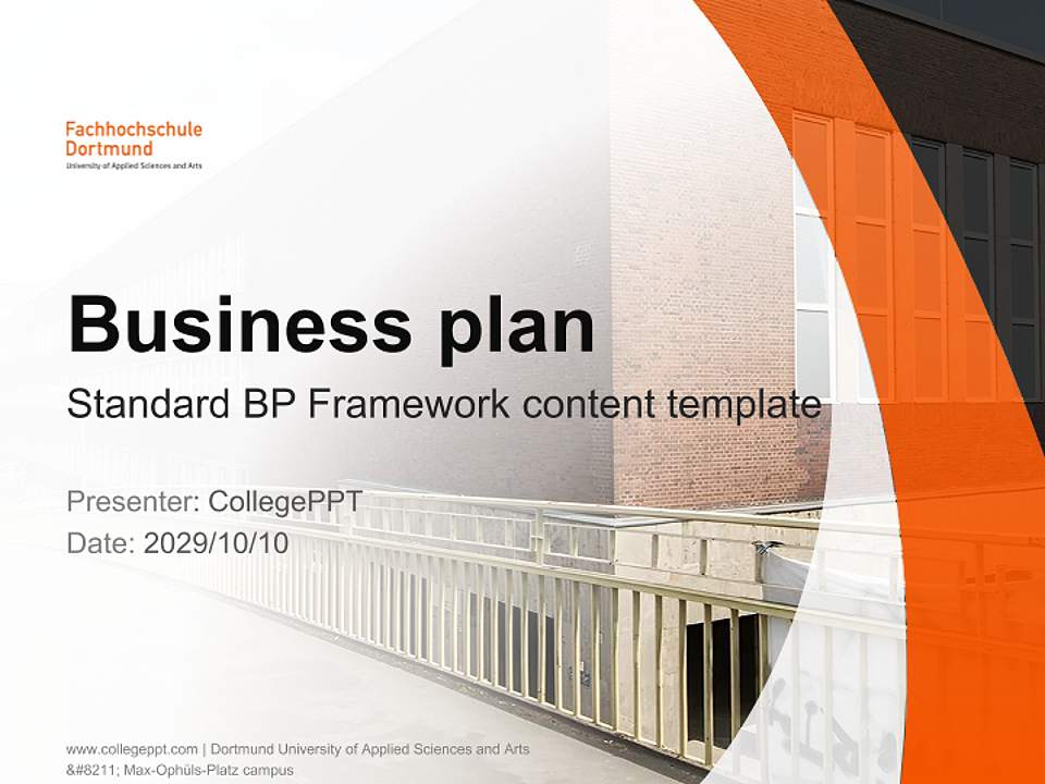 Dortmund University of Applied Sciences and Arts – Max-Ophüls-Platz campus Competition/Entrepreneurship Contest PPT Template4:3 ratio PPT effect preview image9