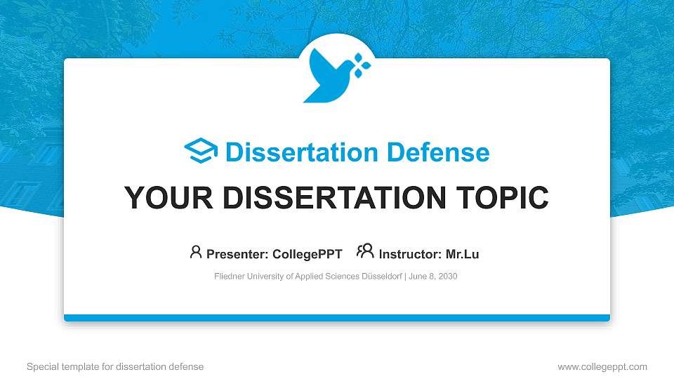 Fliedner University of Applied Sciences Düsseldorf Graduation Thesis Defense PPT Template16:9 ratio PPT effect preview image