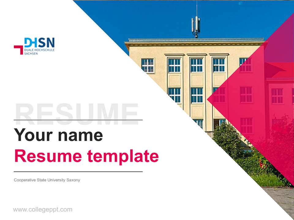 Cooperative State University Saxony Resume PPT Template4:3 ratio PPT effect preview image5