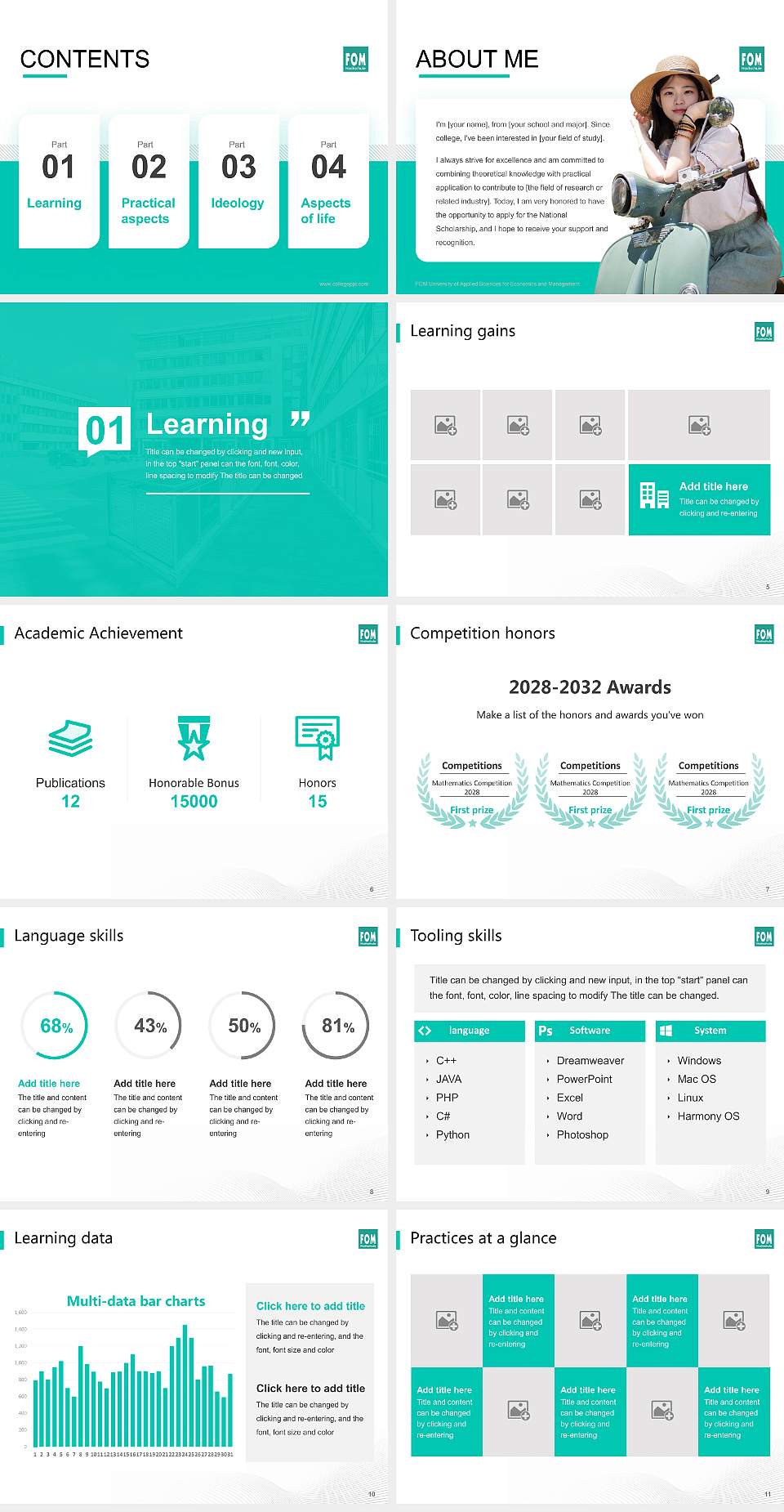 FOM University of Applied Sciences for Economics and Management National Scholarship Defense PPT Template4:3 ratio PPT effect preview image2