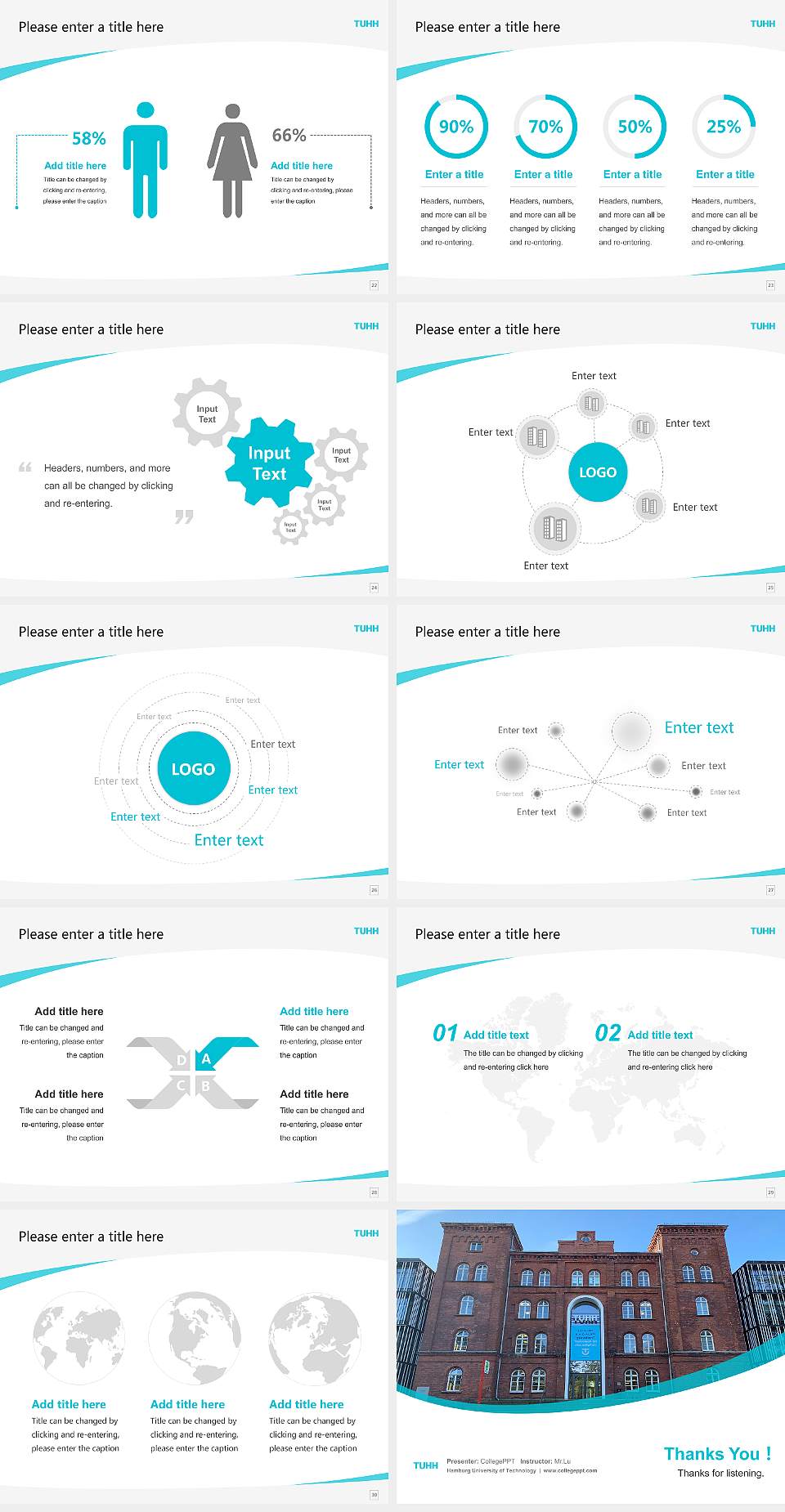 Hamburg University of Technology Course/Courseware Creation PPT Template4:3 ratio PPT effect preview image4