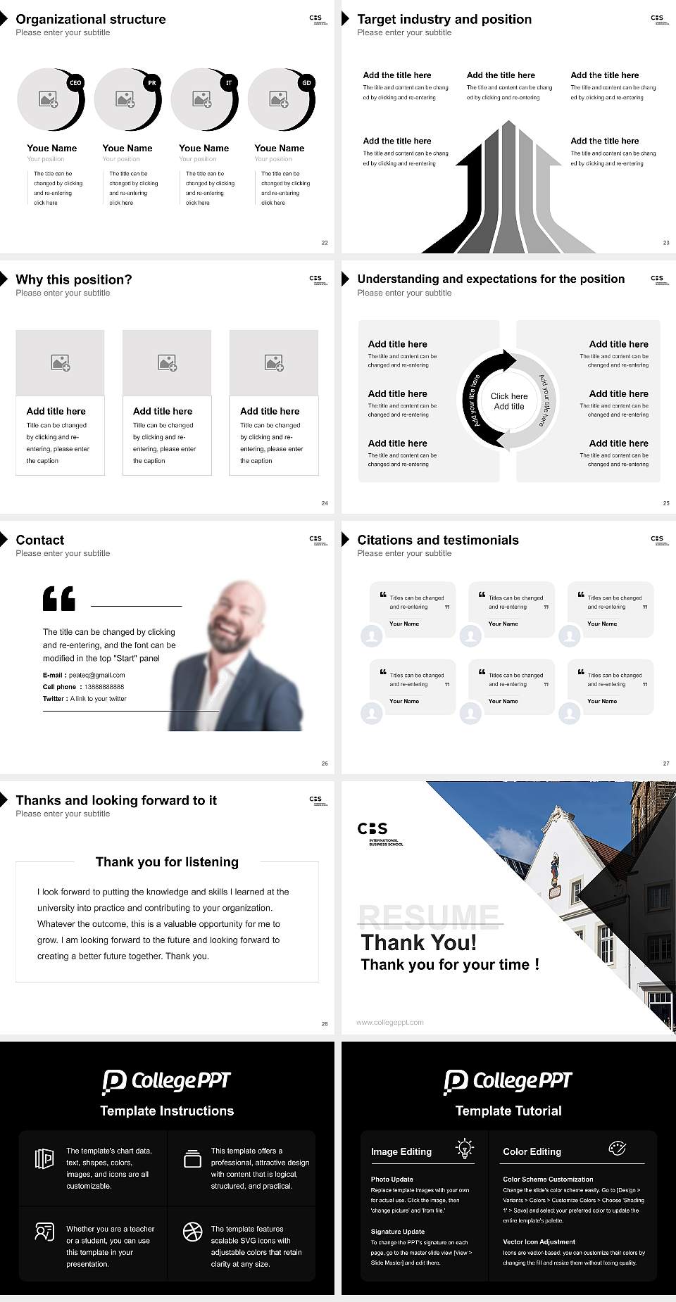 CBS International Business School – Rheine campus Resume PPT Template4:3 ratio PPT effect preview image4