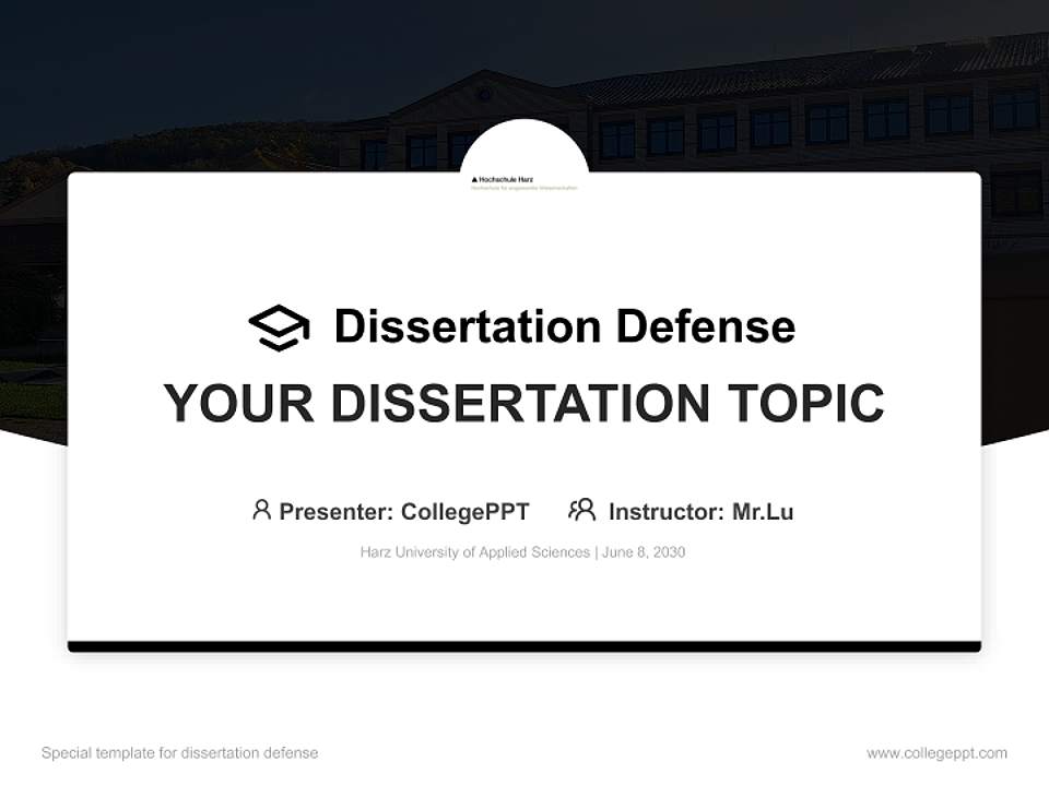 Harz University of Applied Sciences Graduation Thesis Defense PPT Template4:3 ratio PPT effect preview image7
