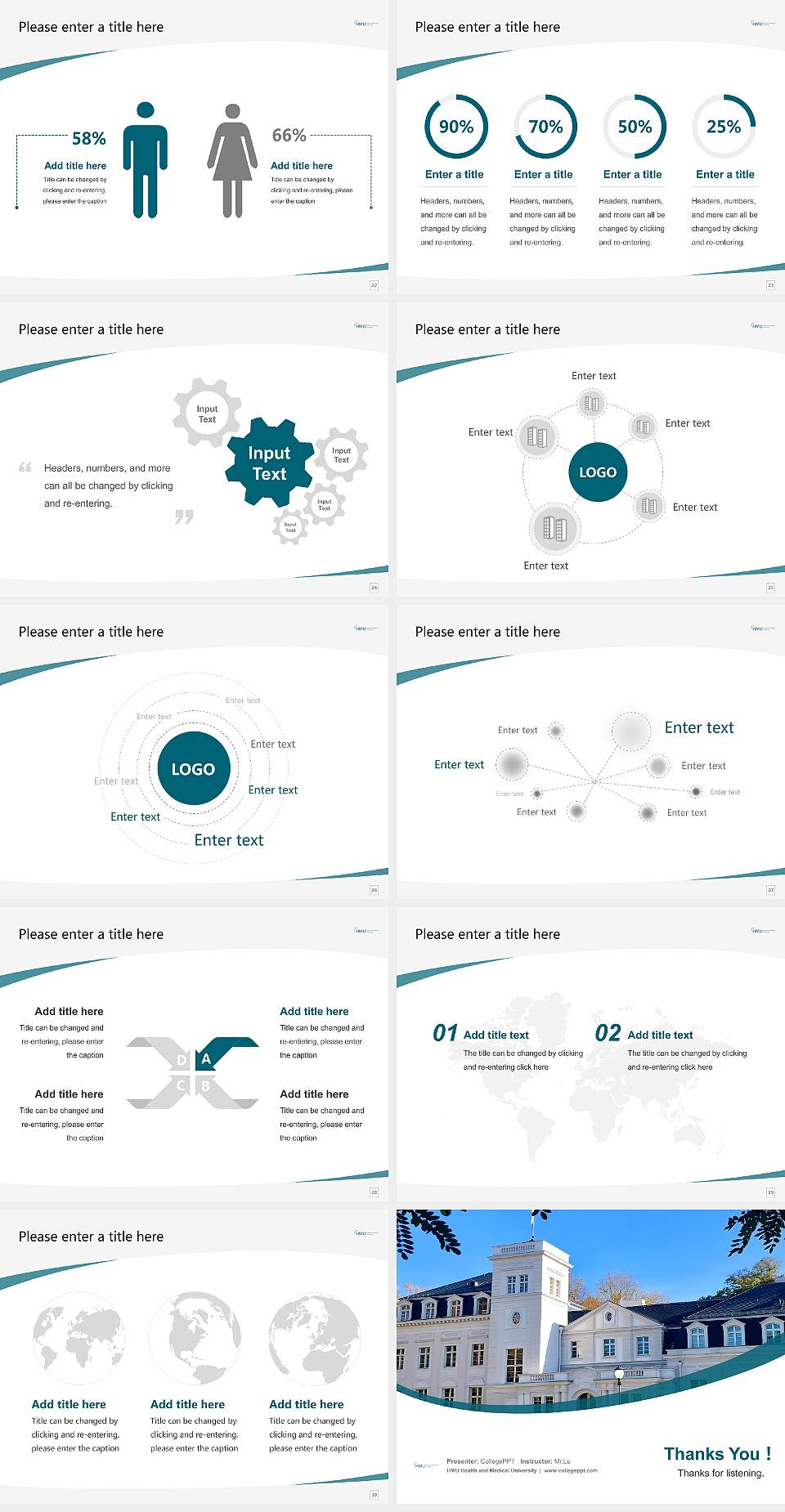 HMU Health and Medical University Course/Courseware Creation PPT Template4:3 ratio PPT effect preview image4