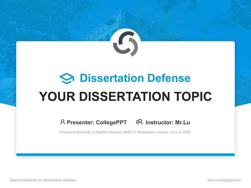 Fresenius University of Applied Sciences – Wiesbaden campus Graduation Thesis Defense PPT Template4:3 ratio PPT effect preview image7