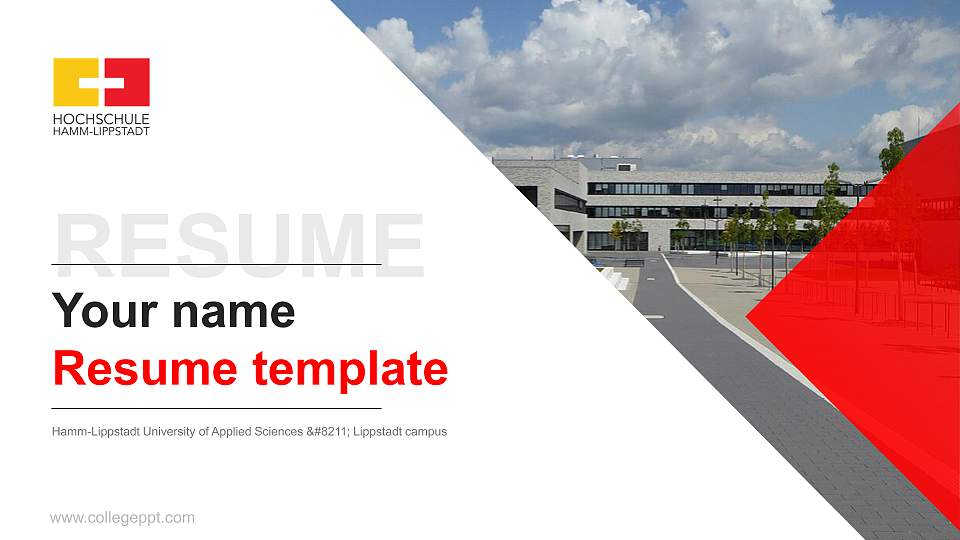 Hamm-Lippstadt University of Applied Sciences – Lippstadt campus Resume PPT Template16:9 ratio PPT effect preview image