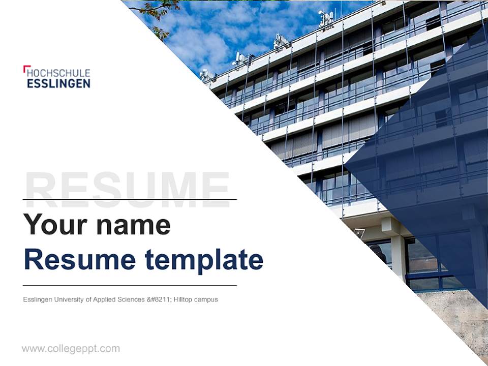 Esslingen University of Applied Sciences – Hilltop campus Resume PPT Template4:3 ratio PPT effect preview image5