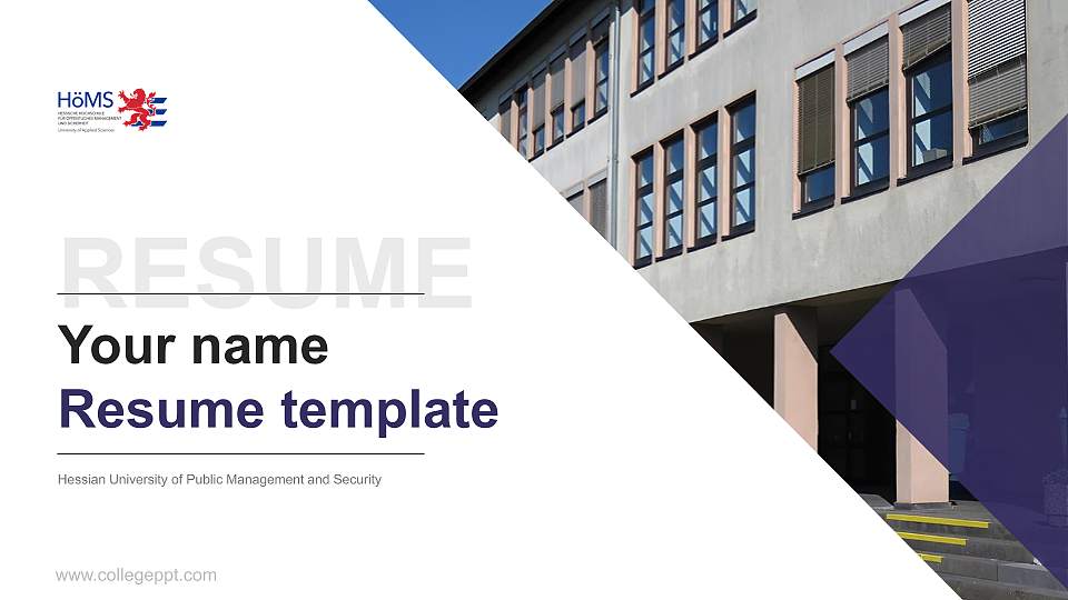 Hessian University of Public Management and Security Resume PPT Template16:9 ratio PPT effect preview image