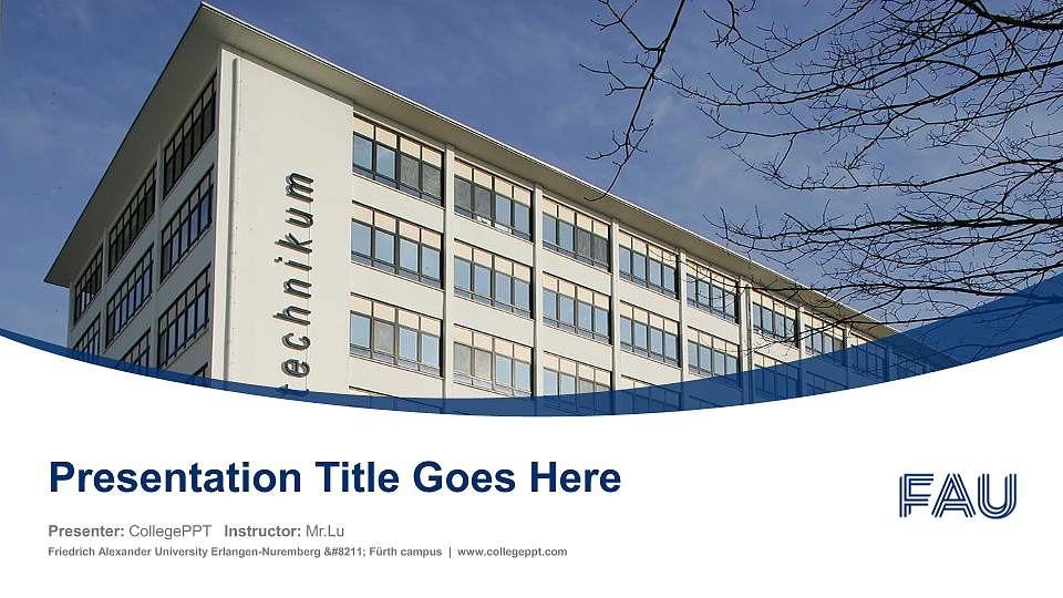 Friedrich Alexander University Erlangen-Nuremberg – Fürth campus Course/Courseware Creation PPT Template16:9 ratio PPT effect preview image