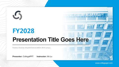 Fresenius University of Applied Sciences – Berlin campus Academic Presentation/Research Findings Report PPT Template