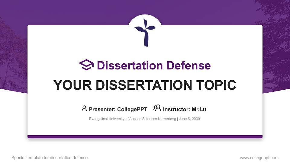Evangelical University of Applied Sciences Nuremberg Graduation Thesis Defense PPT Template16:9 ratio PPT effect preview image
