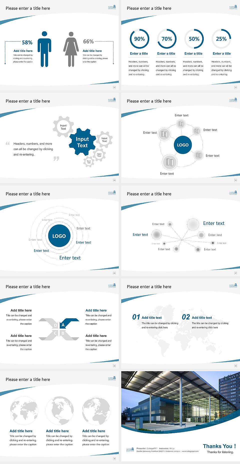 Goethe University Frankfurt – Niederrad campus Course/Courseware Creation PPT Template4:3 ratio PPT effect preview image4