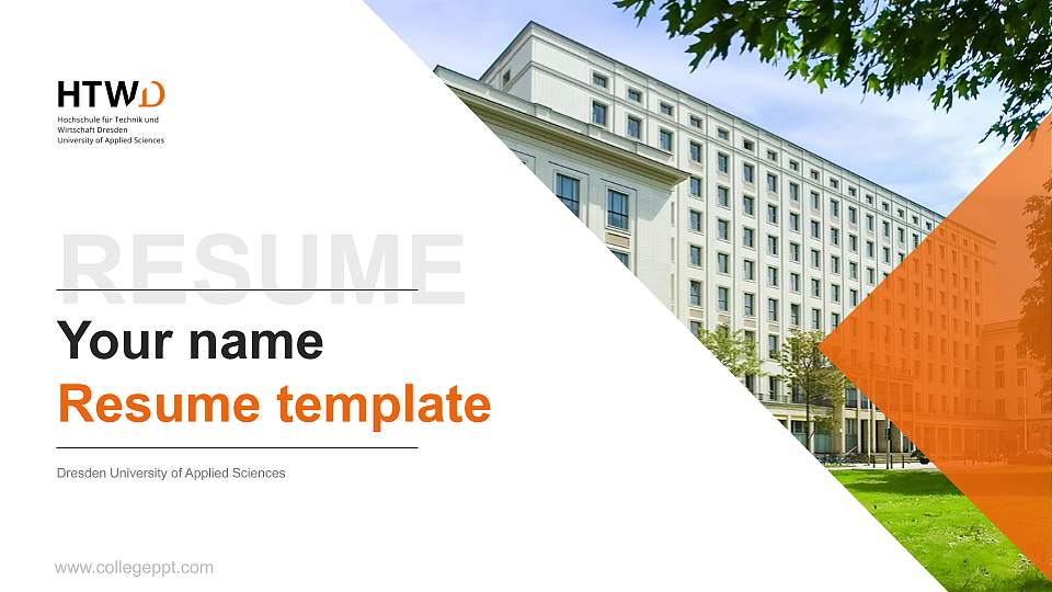 Dresden University of Applied Sciences Resume PPT Template16:9 ratio PPT effect preview image