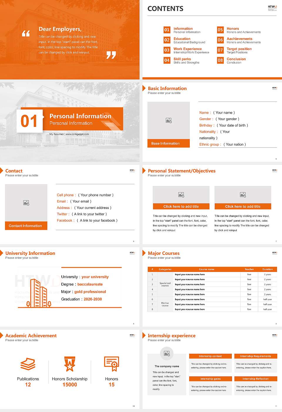 Dresden University of Applied Sciences Resume PPT Template16:9 ratio PPT effect preview image2