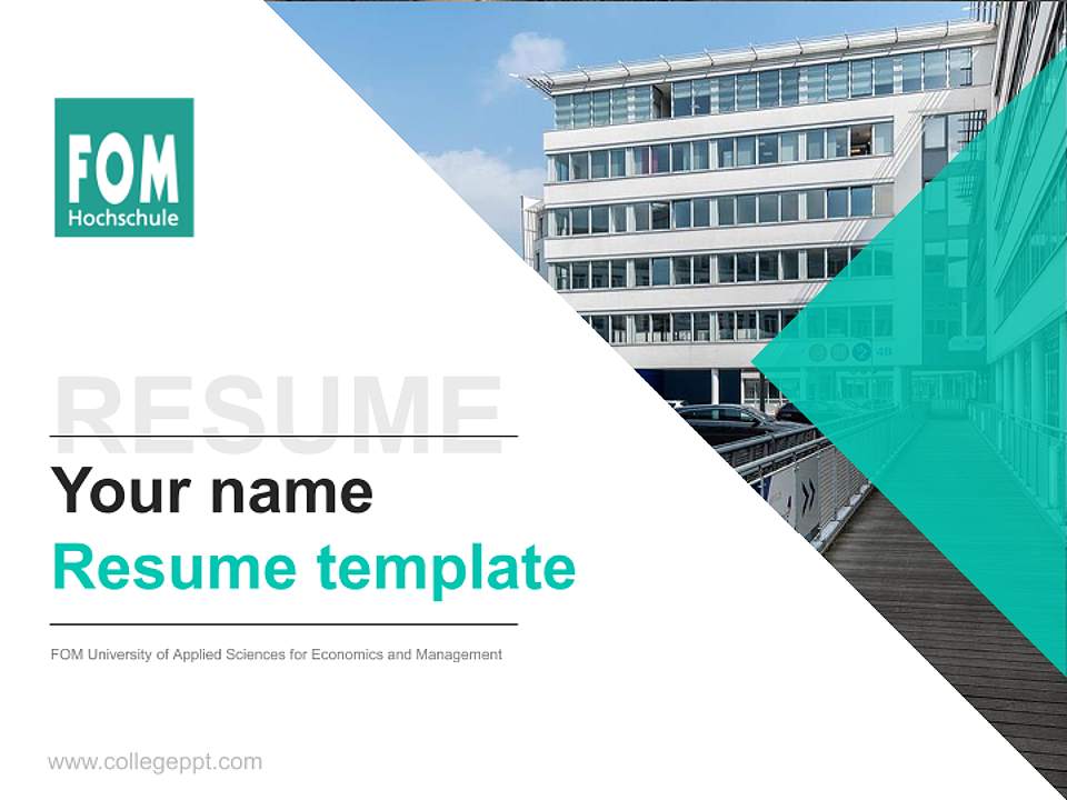 FOM University of Applied Sciences for Economics and Management Resume PPT Template4:3 ratio PPT effect preview image5