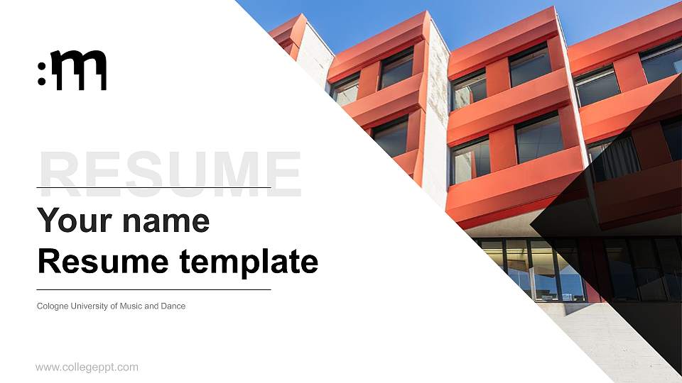 Cologne University of Music and Dance Resume PPT Template16:9 ratio PPT effect preview image