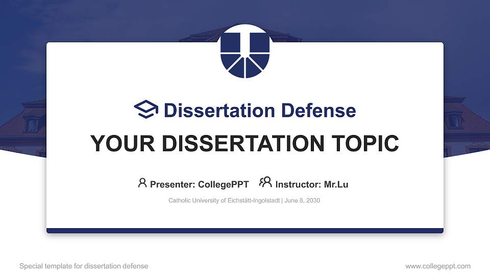 Catholic University of Eichstätt-Ingolstadt Graduation Thesis Defense PPT Template16:9 ratio PPT effect preview image