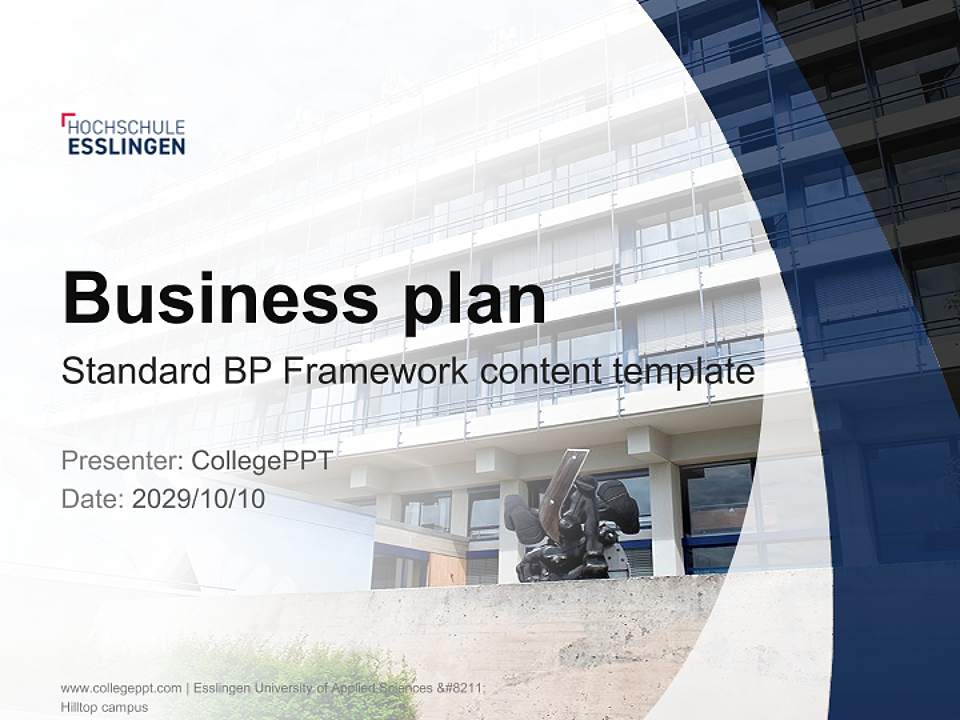Esslingen University of Applied Sciences – Hilltop campus Competition/Entrepreneurship Contest PPT Template4:3 ratio PPT effect preview image9