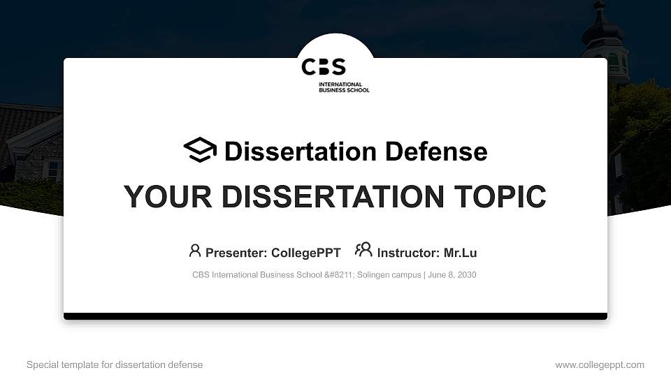 CBS International Business School – Solingen campus Graduation Thesis Defense PPT Template16:9 ratio PPT effect preview image