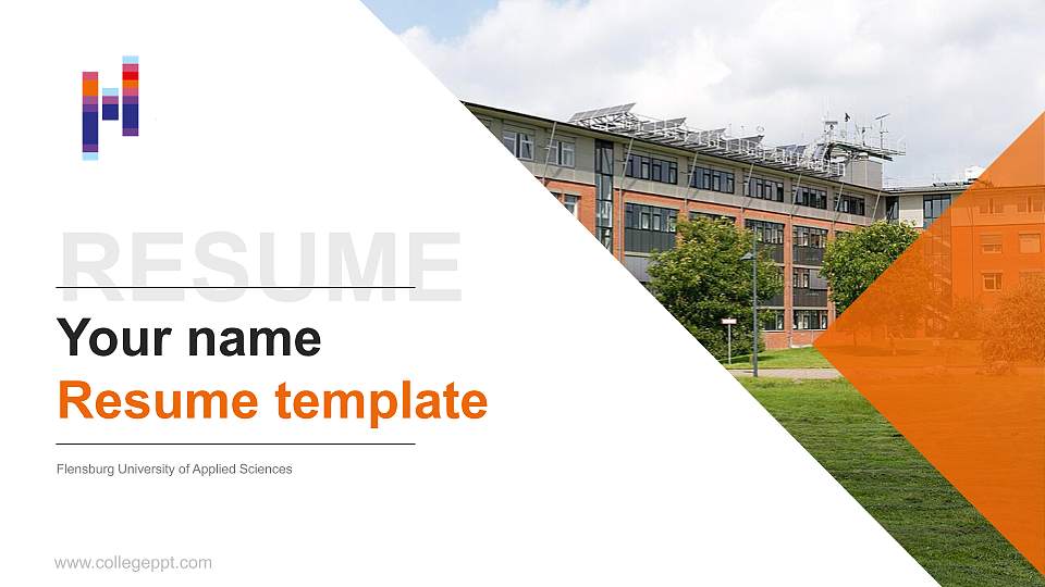Flensburg University of Applied Sciences Resume PPT Template16:9 ratio PPT effect preview image