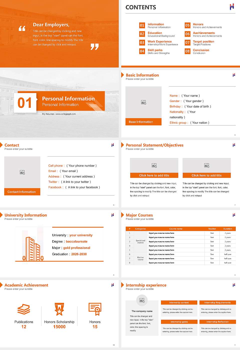 Flensburg University of Applied Sciences Resume PPT Template16:9 ratio PPT effect preview image2