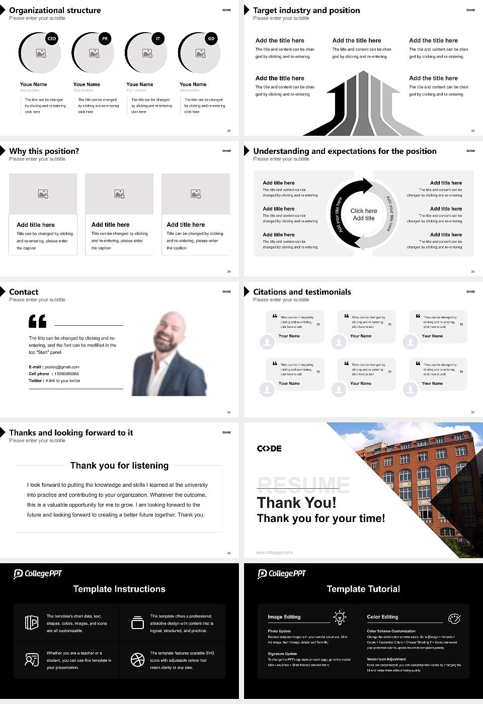 CODE University of Applied Sciences Resume PPT Template16:9 ratio PPT effect preview image4