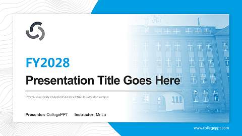 Fresenius University of Applied Sciences – Düsseldorf campus Academic Presentation/Research Findings Report PPT Template