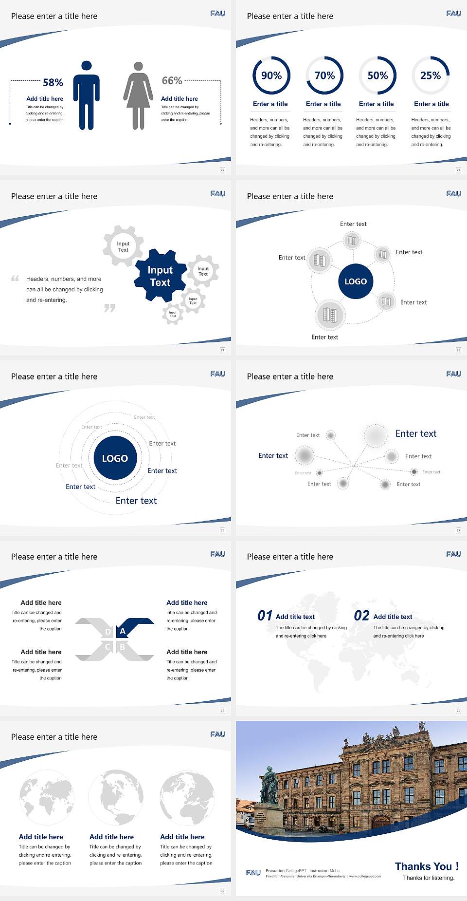 Friedrich Alexander University Erlangen-Nuremberg Course/Courseware Creation PPT Template4:3 ratio PPT effect preview image4