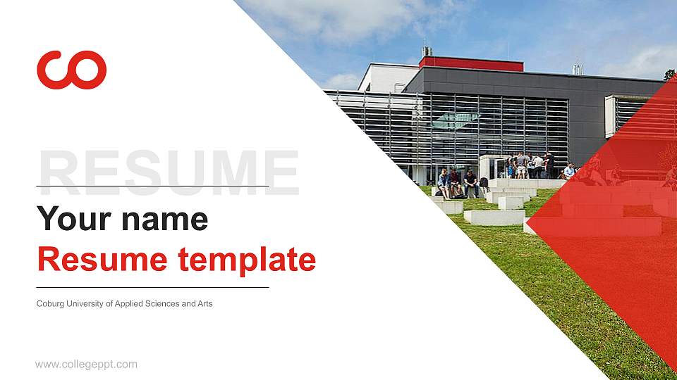 Coburg University of Applied Sciences and Arts Resume PPT Template16:9 ratio PPT effect preview image