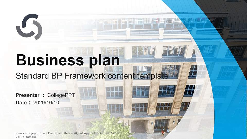 Fresenius University of Applied Sciences – Berlin campus Competition/Entrepreneurship Contest PPT Template16:9 ratio PPT effect preview image