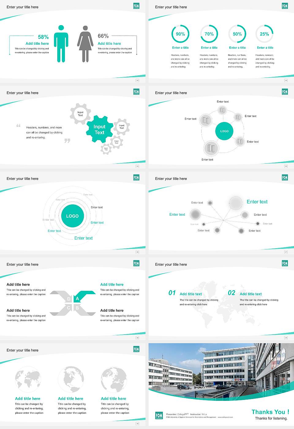 FOM University of Applied Sciences for Economics and Management Course/Courseware Creation PPT Template16:9 ratio PPT effect preview image4