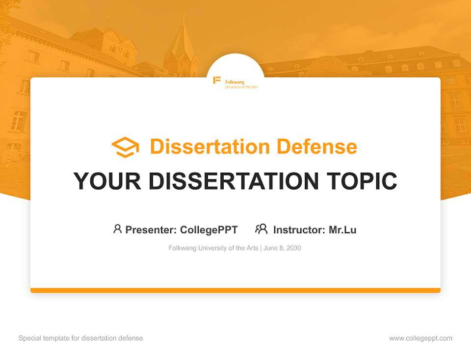 Folkwang University of the Arts Graduation Thesis Defense PPT Template4:3 ratio PPT effect preview image7