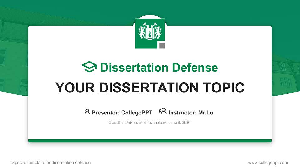Clausthal University of Technology Graduation Thesis Defense PPT Template16:9 ratio PPT effect preview image
