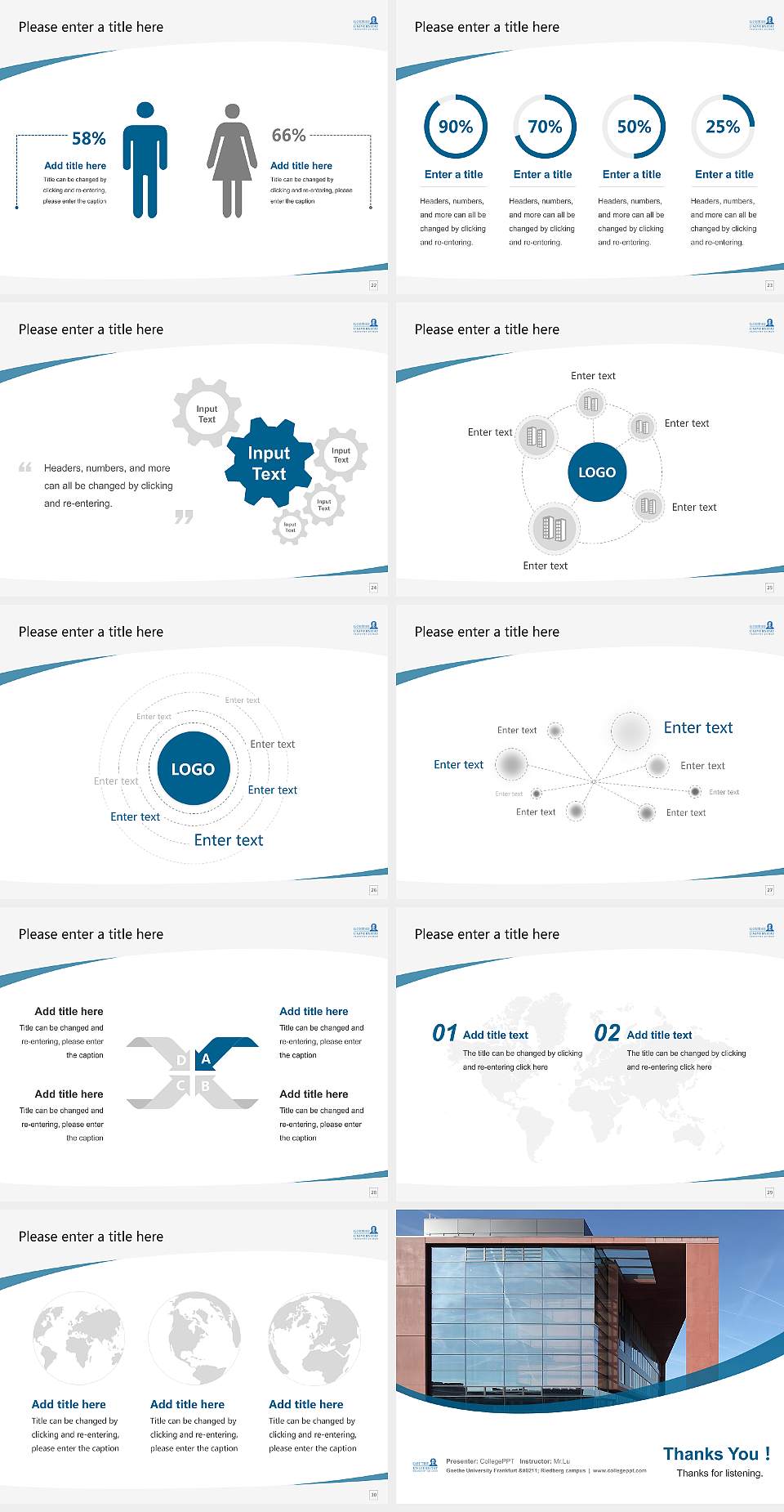 Goethe University Frankfurt – Riedberg campus Course/Courseware Creation PPT Template4:3 ratio PPT effect preview image4