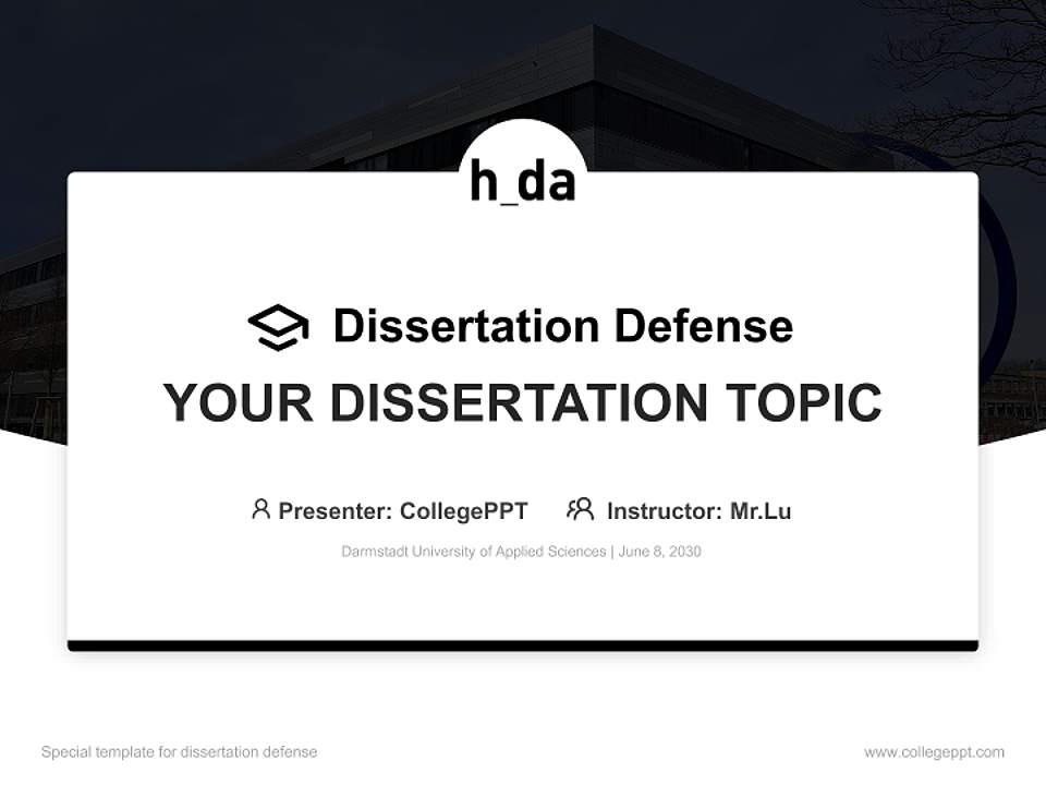 Darmstadt University of Applied Sciences Graduation Thesis Defense PPT Template4:3 ratio PPT effect preview image7