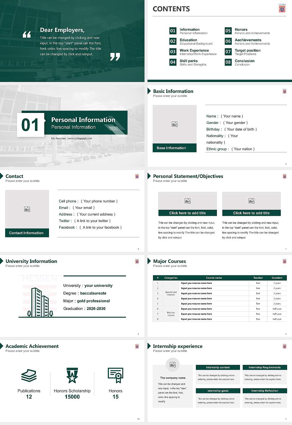 Hessian University of Finance and Justice Rotenburg Resume PPT Template16:9 ratio PPT effect preview image2