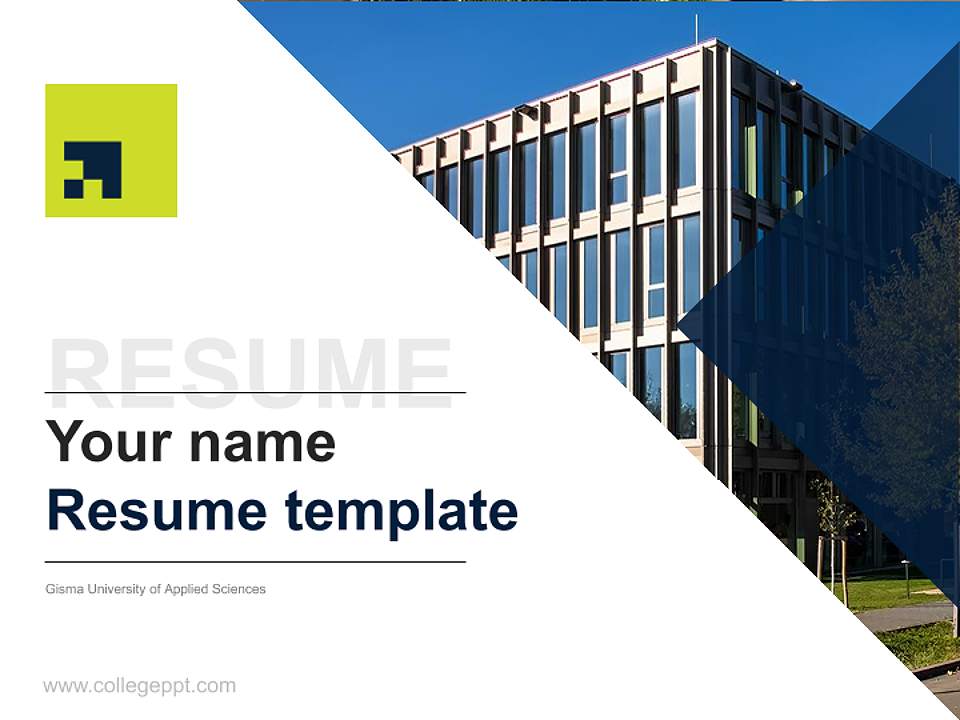 Gisma University of Applied Sciences Resume PPT Template4:3 ratio PPT effect preview image5