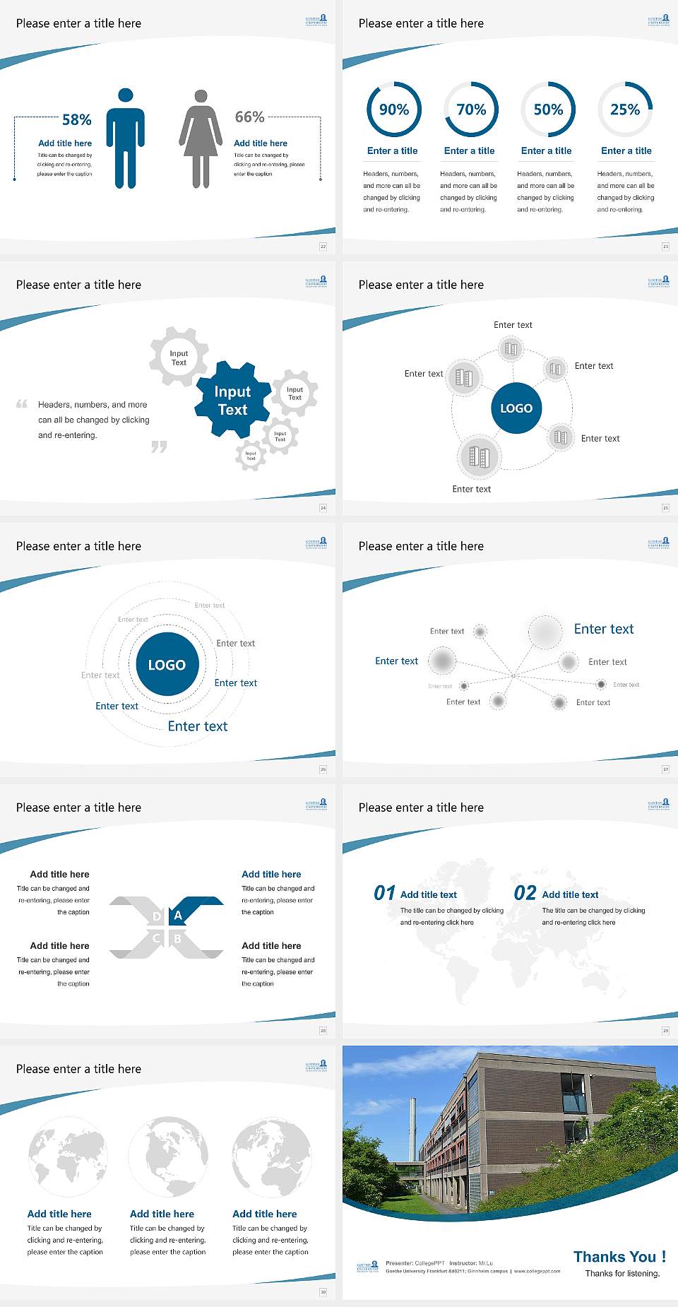 Goethe University Frankfurt – Ginnheim campus Course/Courseware Creation PPT Template4:3 ratio PPT effect preview image4