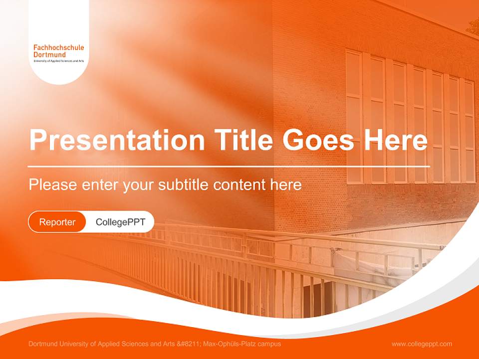Dortmund University of Applied Sciences and Arts – Max-Ophüls-Platz campus Lecture Sharing and Networking Event PPT Template4:3 ratio PPT effect preview image4