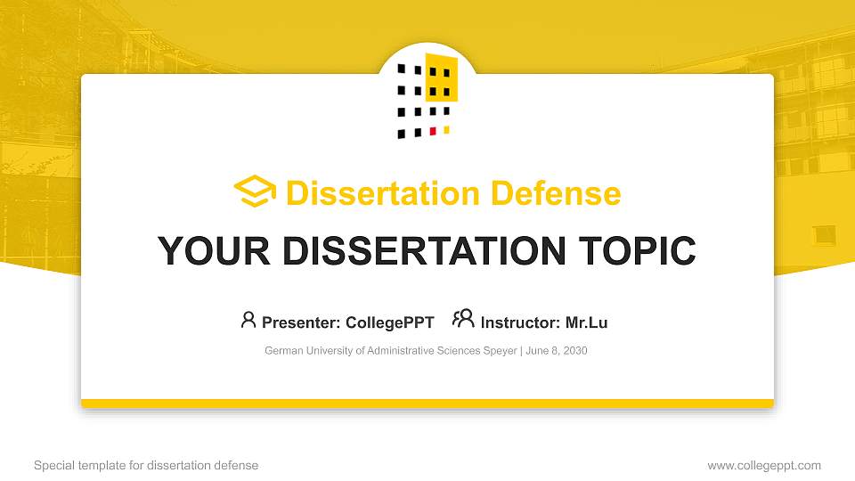 German University of Administrative Sciences Speyer Graduation Thesis Defense PPT Template16:9 ratio PPT effect preview image1