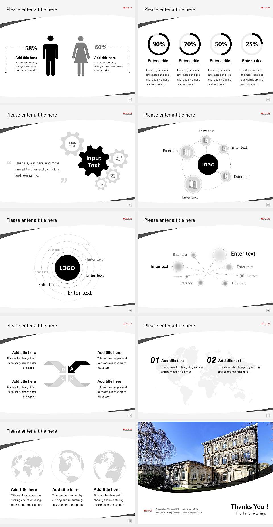 Detmold University of Music Course/Courseware Creation PPT Template4:3 ratio PPT effect preview image4