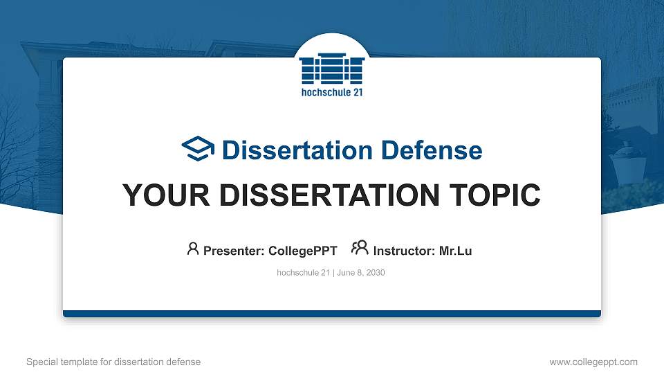 hochschule 21 Graduation Thesis Defense PPT Template16:9 ratio PPT effect preview image