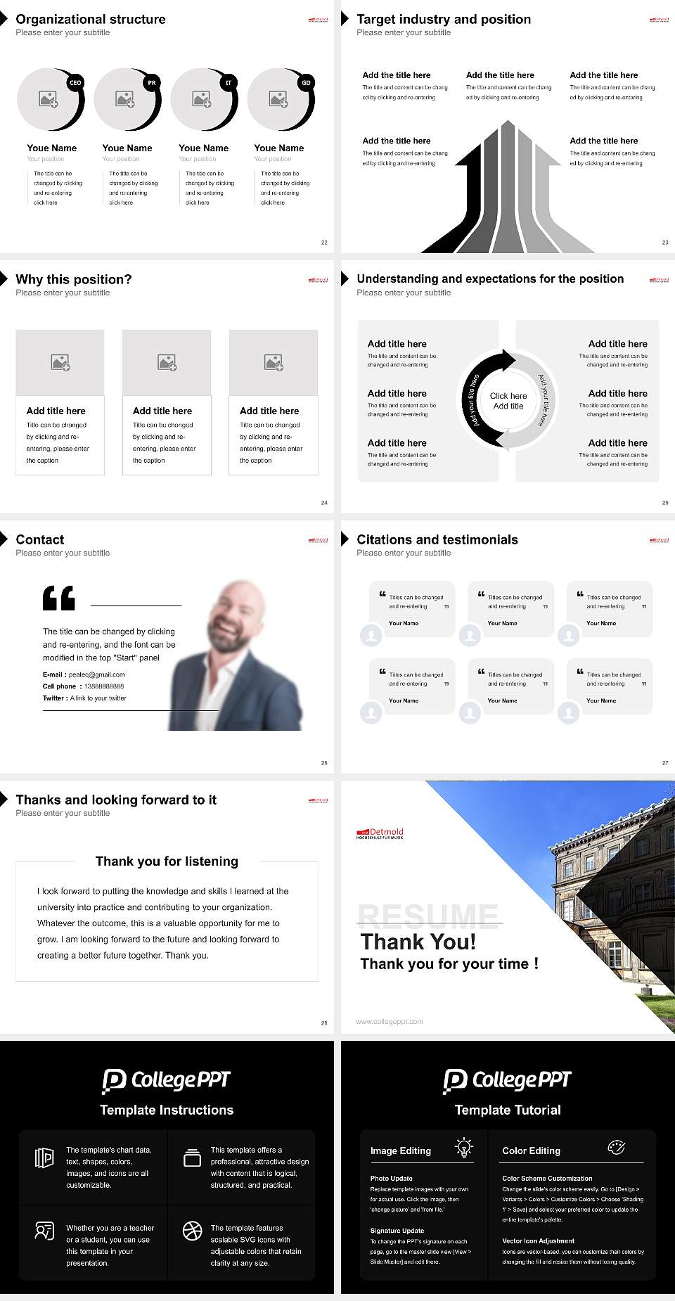 Detmold University of Music Resume PPT Template4:3 ratio PPT effect preview image4